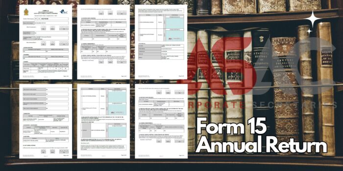 Ensuring Accurate Annual Returns for Corporate Compliance Forms labeled "Form 15 Annual Return" lying atop a collection of old books, symbolizing meticulous record-keeping and compliance with annual corporate obligations.