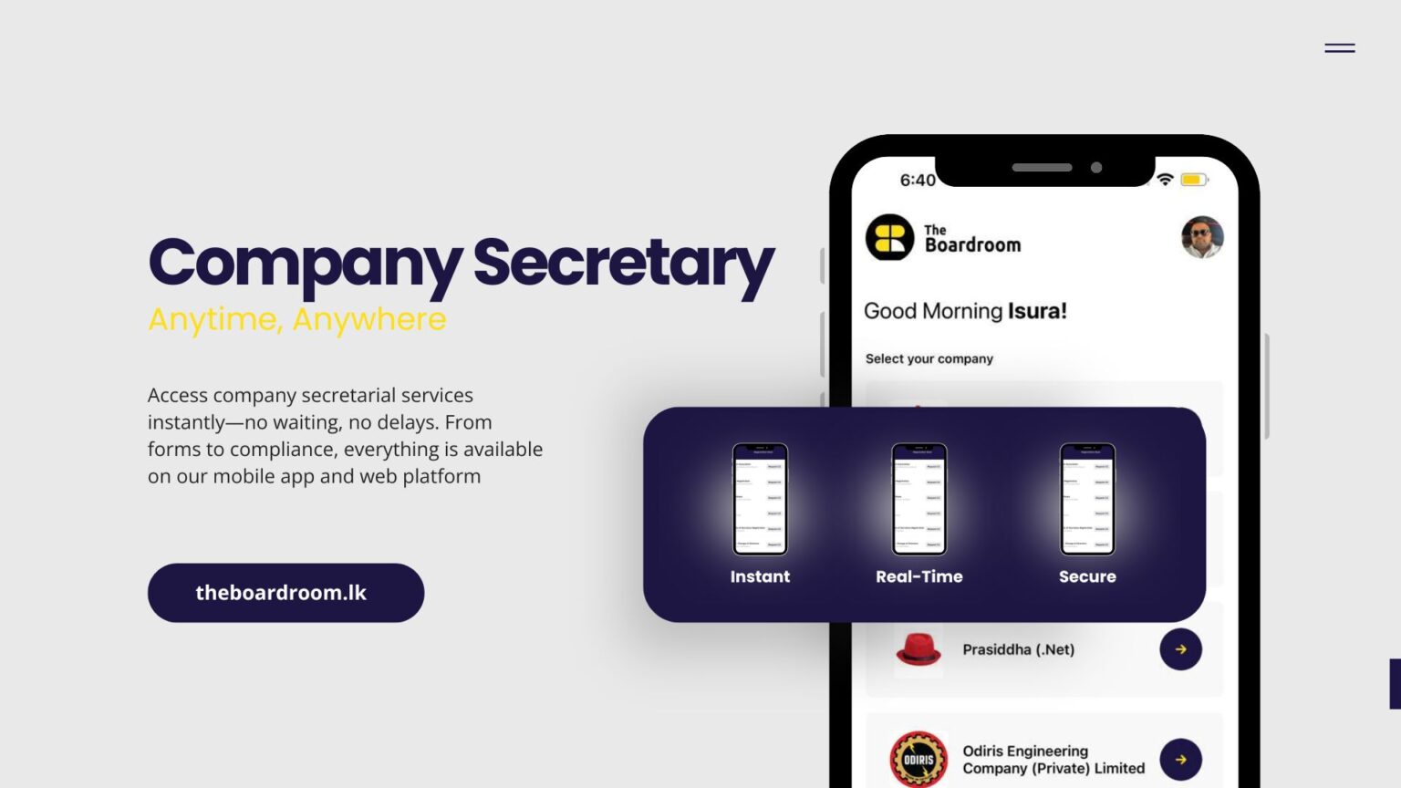 Blue Modern Company Secretary Mobile Application