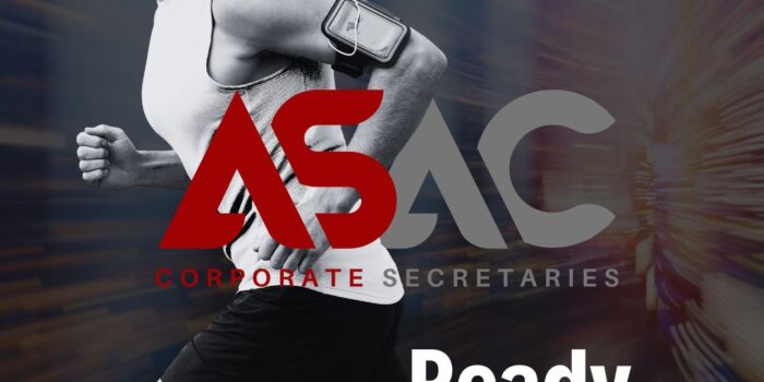 Sprint Into Entrepreneurship With ASAC Corporate Secretaries A vivid illustration of a corporate sprinter with text "Ready to sprint into entrepreneurship?" and the logo for ASAC Corporate Secretaries in red and gray.