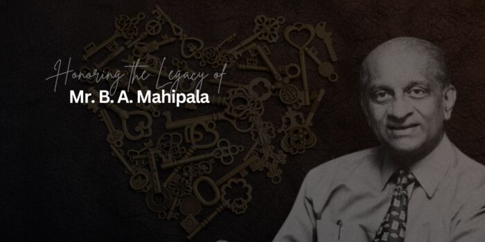 Honoring the Legacy of Mr. B. A. Mahipala Tribute image to Mr. B. A. Mahipala, showcasing a heart-shaped design formed from ornate keys, symbolizing legacy and commitment.