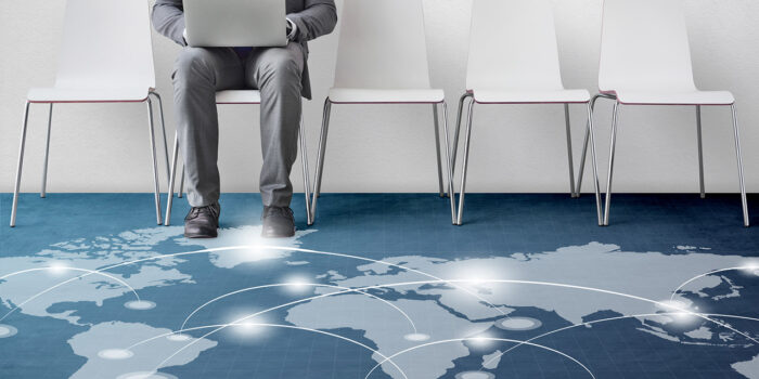 Network connection graphic overlay banner on floor Network connection graphic overlay banner on floor